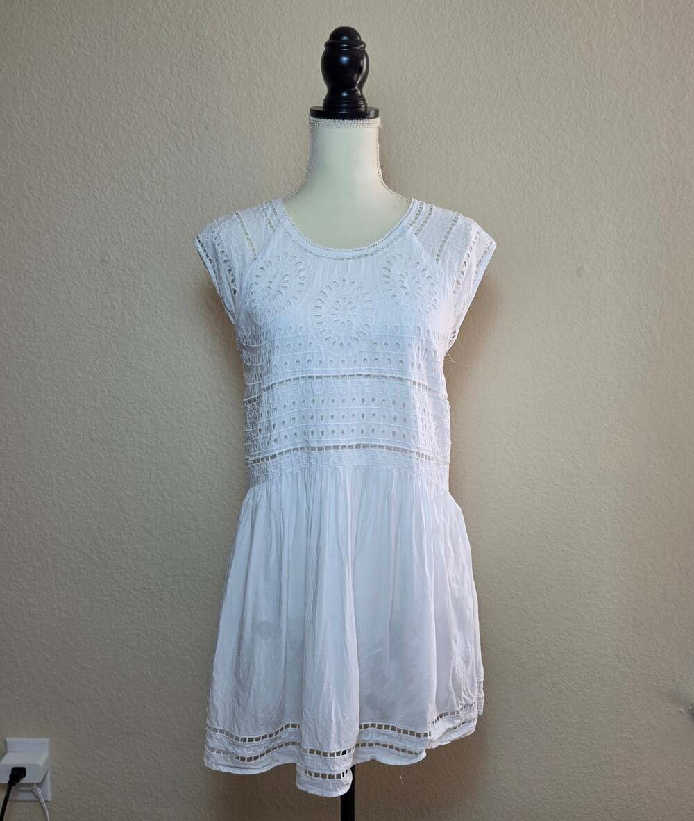 Ecote White Lace Babydoll Blouse Medium